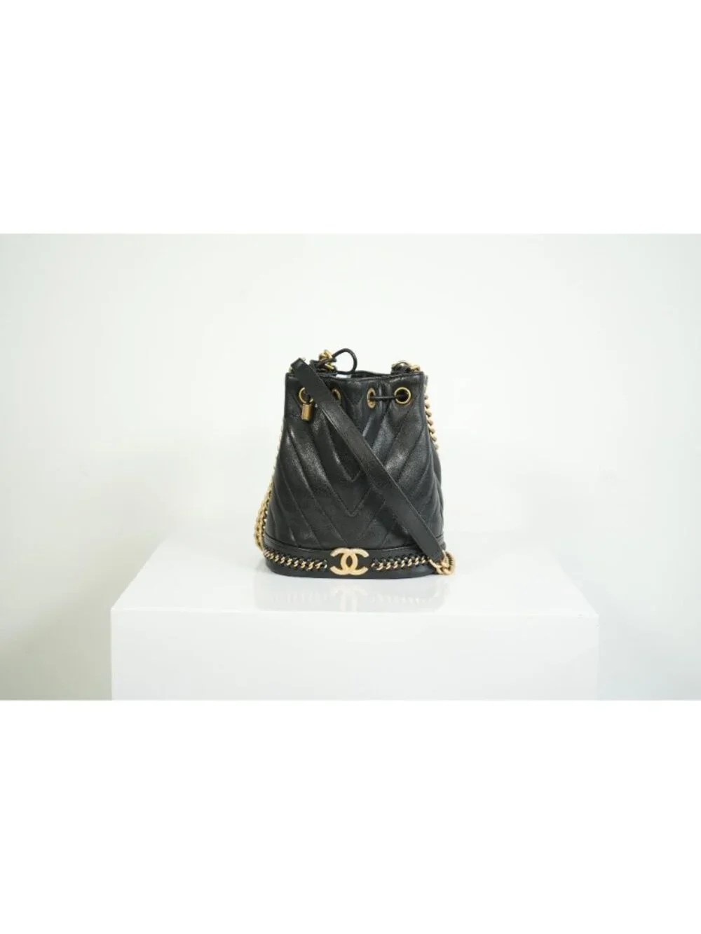Chanel Black Paris-Cosmopolite Small Bucket Bag W/Dust Bag